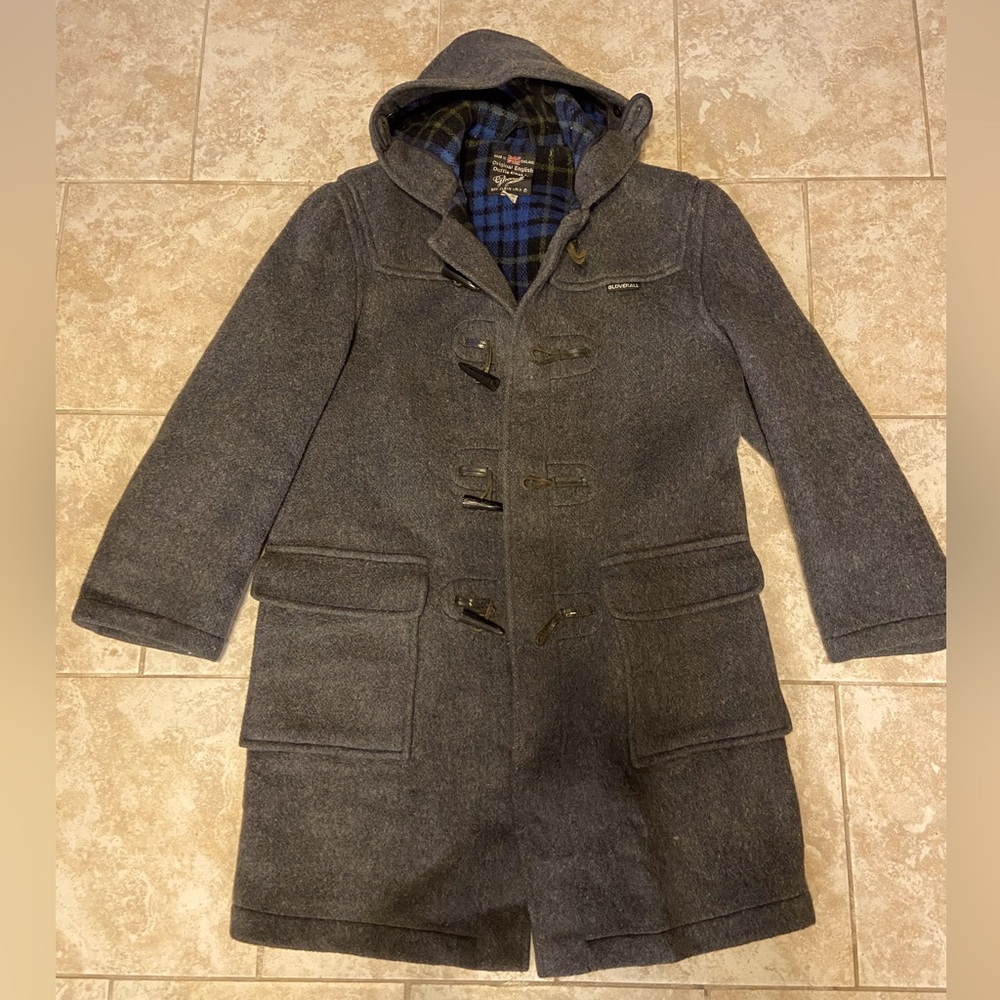 Gloverall Duffle Coat in Charcoal Wool, Made in England, size S, 36 US/UK, 46EUR